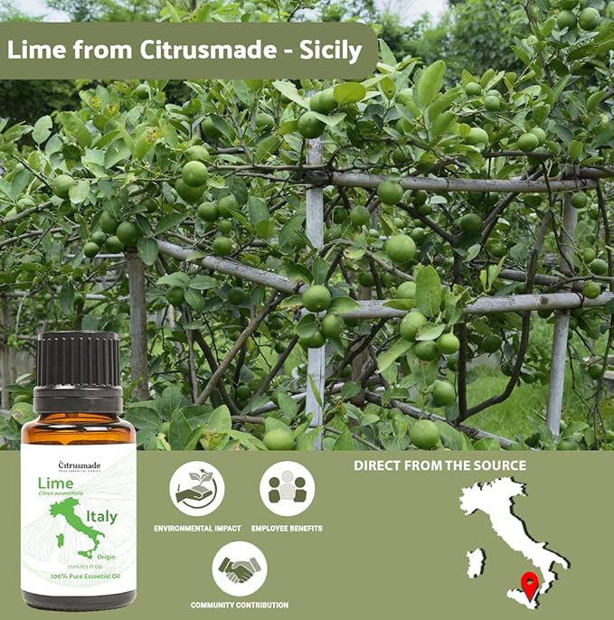 Lime Essential Oil - Direct from Citrusmade in Sicily- Pure Essential Oils for Diffusers and Aromatherapy in The Mediterranean - 100% Pure Therapeutic Grade (22lbs)
