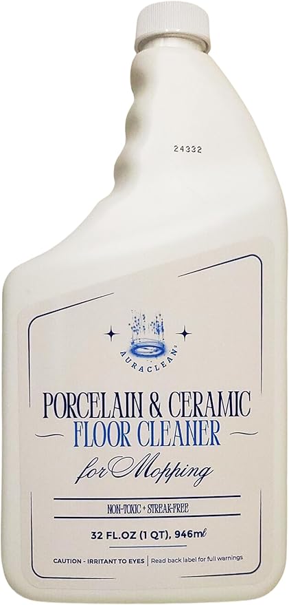 AuraClean Porcelain & Ceramic Tile Floor Cleaner - Mop Soap Concentrate for mopping - Streak-Free Clean, Ph Neutral and non-Toxic - Safe for Marble, Travertine, Limestone - 32 fl oz (1-qt)