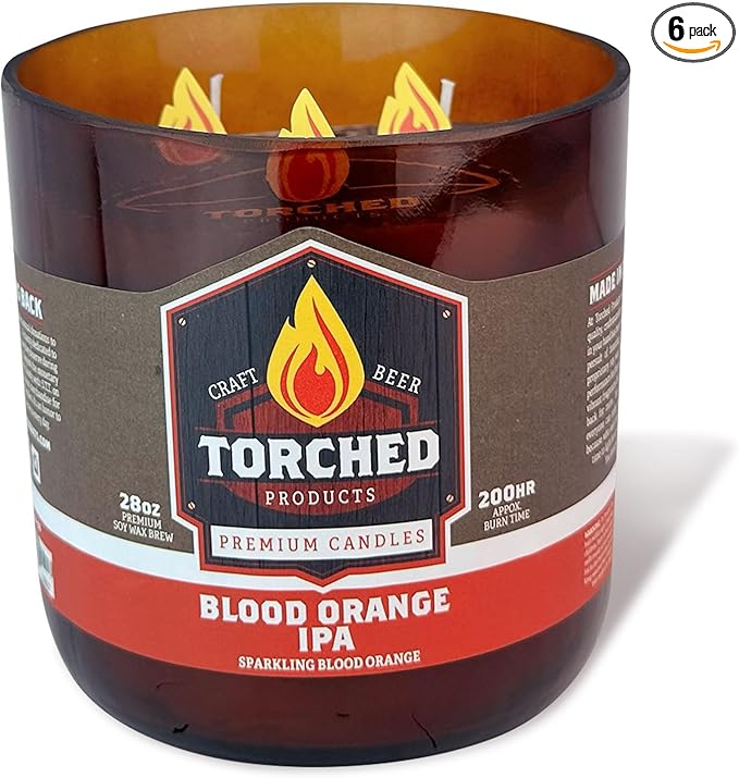 Torched Beer Scented Candles | Natural Soy Wax Candle | Blood Orange IPA Scent 28 oz | Makes a Great Gift for Men, Beer Lovers, and Collectors | Bar Man-Cave Decor and Accessories