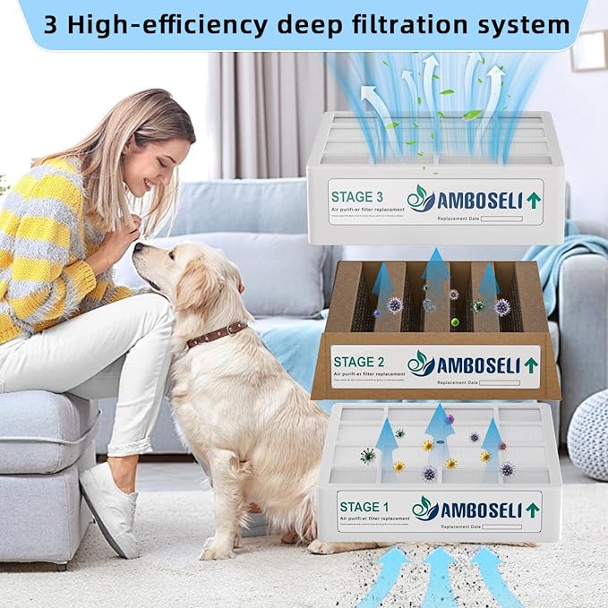 Amboseli 3 Pack Replacement Filter Set of 3 Filters - Compatible with IQAir HealthPro Series Air Purifier