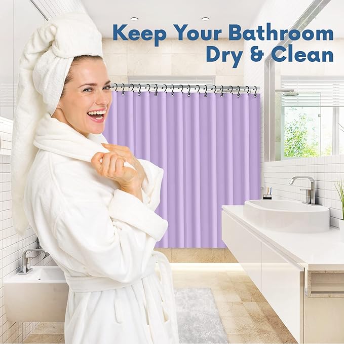 Premium Shower Curtain Liner, 72"W X 72"H - PVC-Free, 6G PEVA Shower Curtain with 12 Rust Proof Grommets And Magnet-weighted Bottom Hem - Moisture Stain Proof Shower Curtain Liner - Lavender