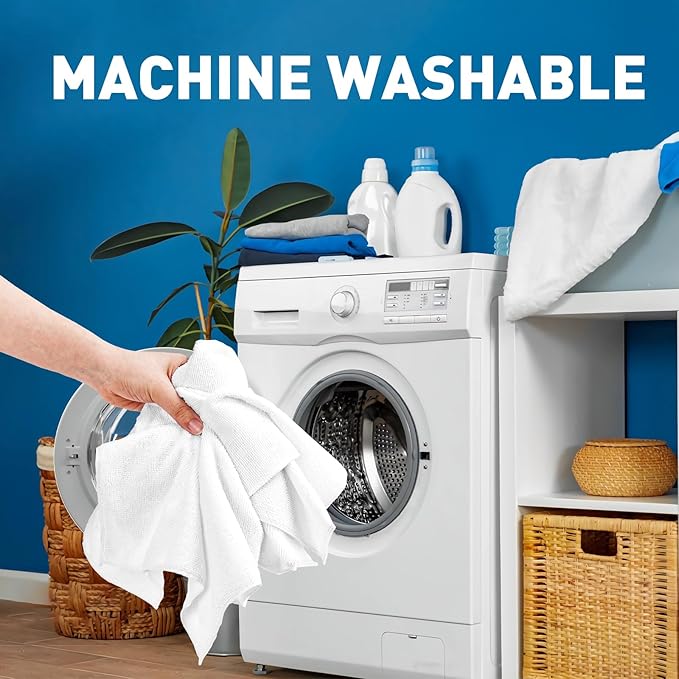 TEAWOO White Microfiber Towels- 18 Pack, Microfiber Cleaning Cloths Bulk, Microfiber Towels for Cars, Cleaning Rags (12x12 inches)