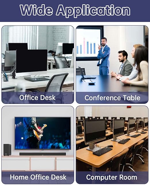 Desk Grommet & Cable Grommet 1-3/8 Inch (10 Pack) - Black Cord Hole Cover with Hole Cutter - Cable Management Kit for Office Desk, TV Stand, Workstation - Hide Wires Behind Wall, Cable Pass Through