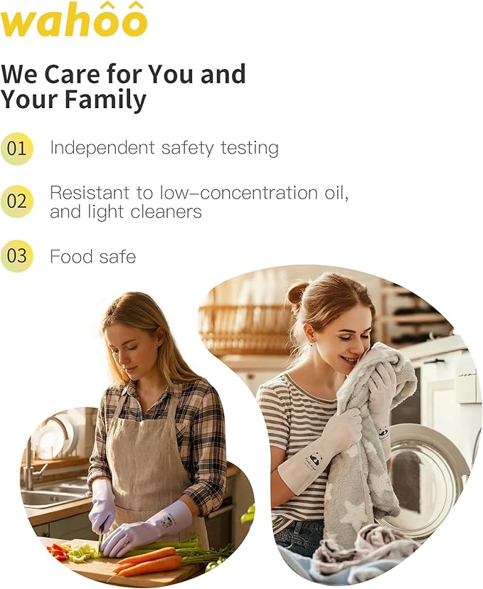 LANON 3 Pairs wahoo Nitrile Cleaning Gloves, Latex free Reusable Dishwashing Gloves for Kitchen, Bathroom, Gardening, Pet Care,Heavy-Duty, Durable, Non-Slip,12 Mil,Colorful Small