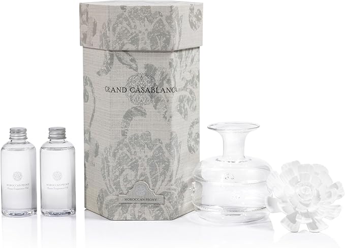 Zodax Grand Casablanca Porcelain Oil Diffuser - 6.76 oz -Moroccan Peony
