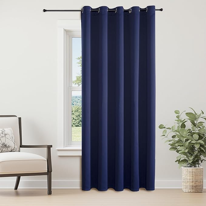 ChrisDowa Blackout Curtains 70 inches Wide for Bedroom - Extra Wide Grommet Thermal Insulated Room Darkening Curtains for Living Room (1 Panel, Navy Blue, 70 x 84 Inch)