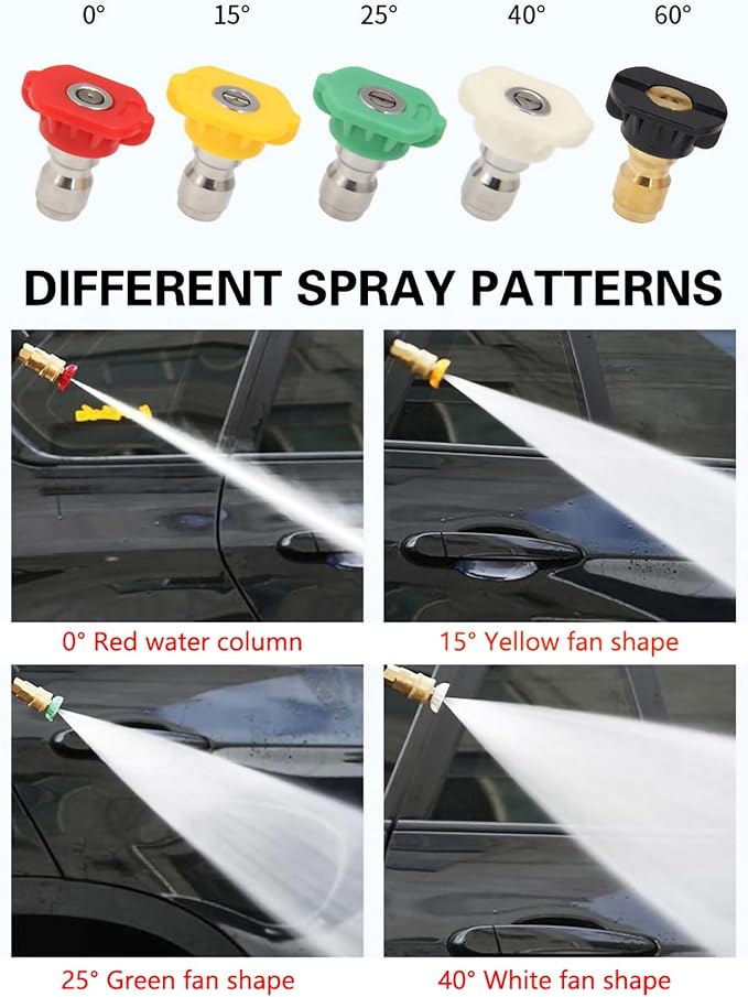 FKKWUOT Turbo Nozzle Pressure Washer Tips,4000 PSI 4.0 GPM 4.0 Orifice,with 5 Pieces Spray Tips Kit Multiple Degrees(0, 15, 25, 40, 65 Degrees)(Blue-Single nozzle)