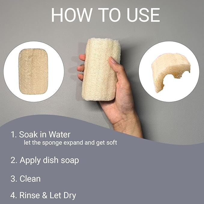 SageHearth Natural Loofah Dish Sponge 10 Pack – Eco Friendly Biodegradable Kitchen Scrubber for Dishes, Pots & Pans