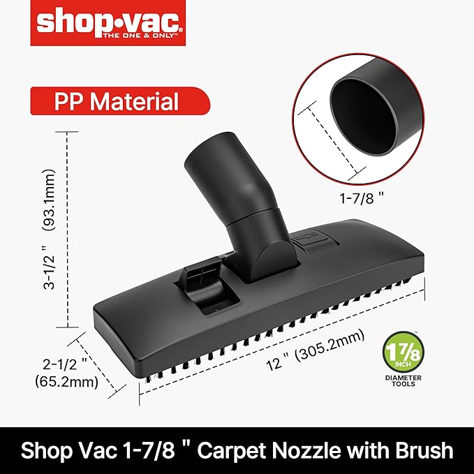 Shop-Vac 3-PC Nozzle Kit with Adapter, 1-7/8 Inch Diameter for Wet/Dry Vacuum, Includes Dual Surface Floor Nozzle, Crevice Tool, Round Brush and Adapter