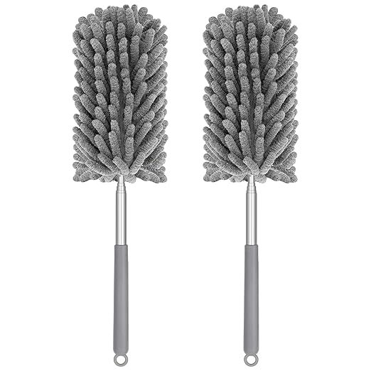 TIMIVO Mini Duster for Cleaning, 360° Bendable Hand Dusters with Extension Pole, Washable Small Duster for Car Interior, Office, Furniture