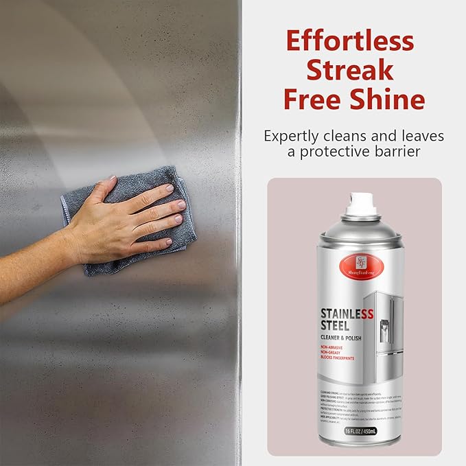 Stainless Steel Cleaner & Polish （17OZ Pack of 2）- Quick Shine, Streak-Free Formula - Safe for Appliances, Cookware, Sinks - Restores Shine - Eco-Friendly