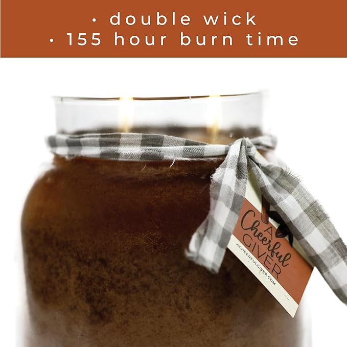 A Cheerful Giver — Aunt Kook's Apple Cider - 34oz Papa Scented Candle Jar with Lid - Keepers of the Light - 155 Hours of Burn Time, Gift for Women, Brown