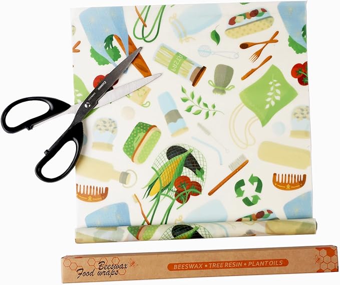 Organic Beeswax Wraps for Food-12 x 40" Reusable Beeswax Wraps Roll for Food Preservation & Storage Eco-Friendly Food Wraps Sustainable Food Storage Wraps for Cheese, Sandwich, Bread