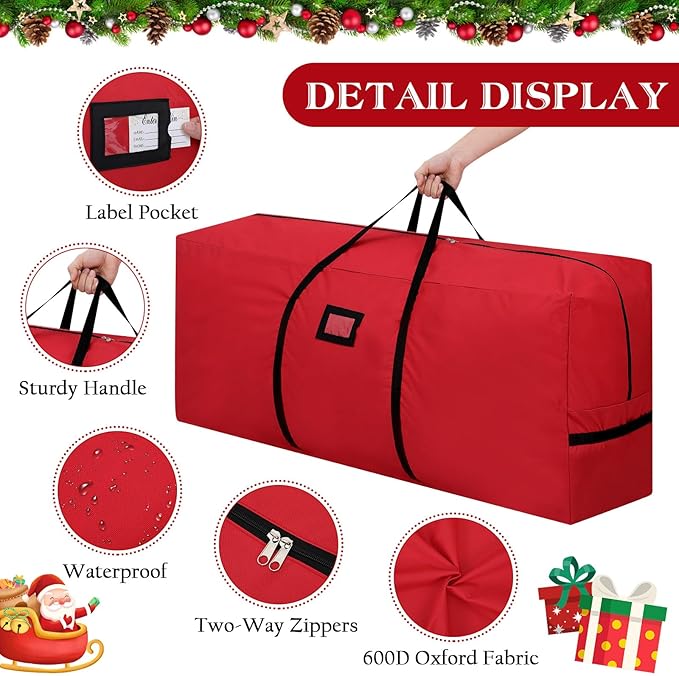 Christmas Tree Storage Bag Box 9FT, 2 Pack Heavy Duty Christmas Tree Bag Container, 600D Oxford Waterproof Xmas Holiday Artificial Tree Bag With Reinforced Handles Dual Zipper For Decorations Ornament