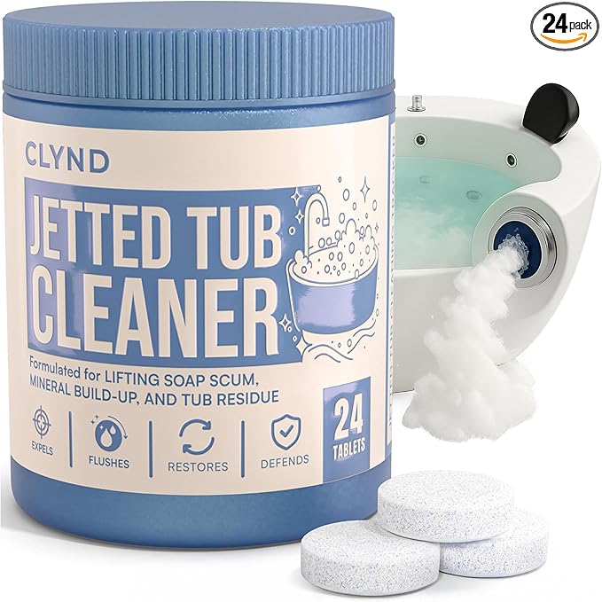 Jetted Tub Cleaner for the Jets and the Tubes 24 Tablets Hot Tub Cleaner for Jet Bathtub Heavy Duty - No Harsh Chemicals and Septic Safe - Compatible with Whirlpool, Spa, Jetted Bath