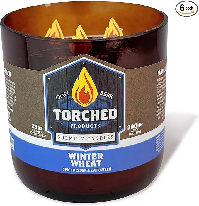 Torched Beer Scented Candles | Natural Soy Wax Candle | Winter Wheat Scent 28 oz | Makes a Great Gift for Men, Beer Lovers, and Collectors | Bar Man-Cave Decor and Accessories