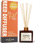 Pumpkin Spice Reed Diffuser, Fall Reed Diffuser Set - Infused w/Essential Oils I Pumpkin Diffuser I Stick Oil Reed Diffusers for Home, 5.75 OZ, Scent Lasts 4-6 Month's, Made in The USA