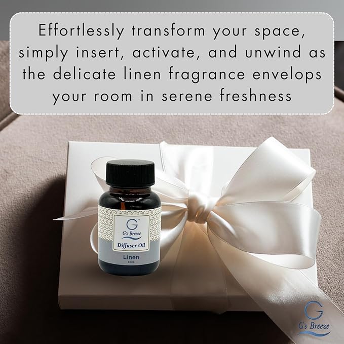 G's Breeze Linen Diffuser Oil – 60ml Soft & Soothing Linen Scent, Long-Lasting Aroma for Nurseries, Bedrooms, & Living Rooms, Easy Refill for Fragrance Oil Diffuser