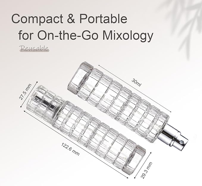 Premium Glass Atomizer Spray Bottle 2 Pack - 30ml Refillable Cocktail & Coffee Bean Spritzer, Leak-Proof Fine Mist for Vermouth, Bitters, Essential Oils, Bar Kitchen Accessories