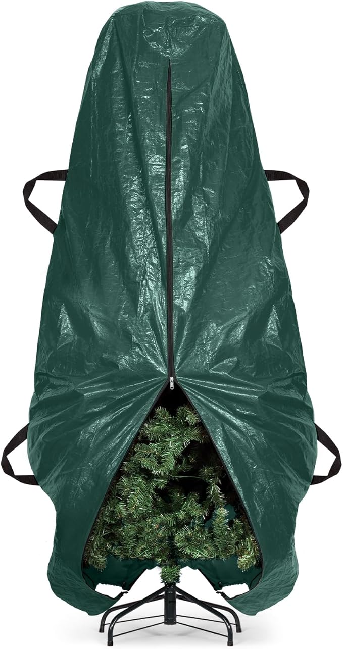 BALEINE Upright Christmas Tree Storage Bag, 9 ft Tear Resistant PE Material Christmas Tree Bag with 4 Reinforced Handles for Xmas Holiday (Green)
