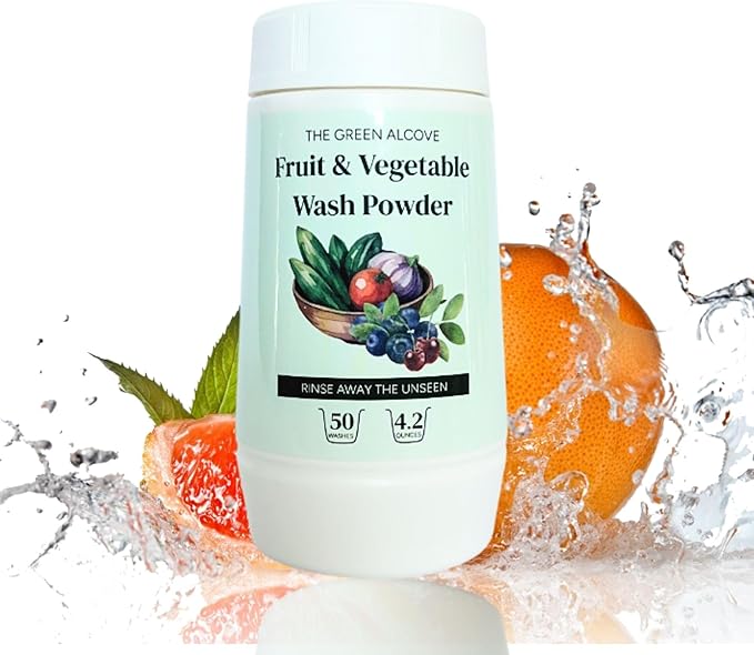The Green Alcove Fruit and Vegetable Wash Powder - Produce Cleaner - Removes Dirt & Residue - 4.2 oz