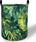 Tropical Leaves Laundry Basket Hamper 19.7"x15.8", Plant Foldable Waterproof Oxford Clothes Storage Bucket for Room Bathroom Bedroom Nursery Decor, Toy Organizer Bins Gifts for Kids Boys Girls