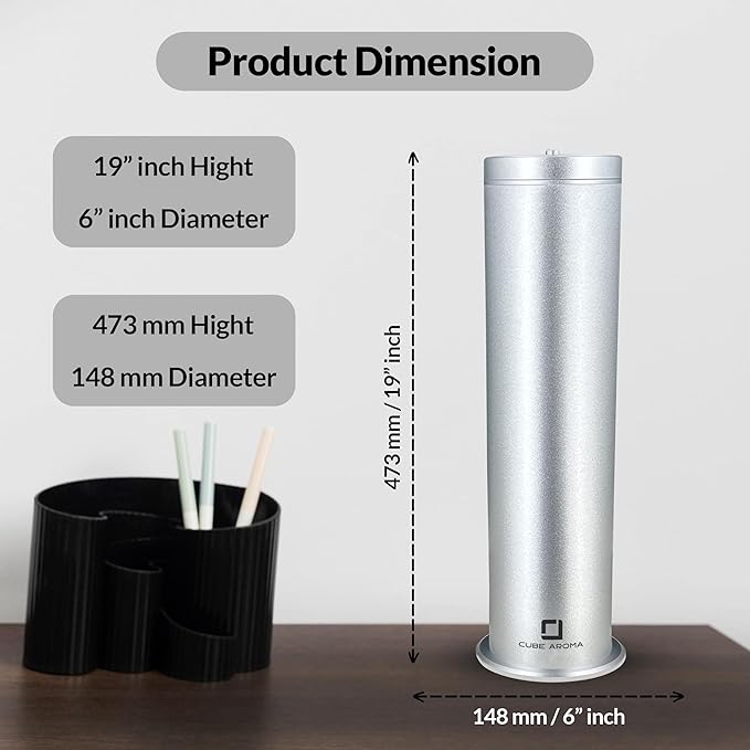 CA-1200 Silver Diffuser w/Fragrance- Aromatherapy Diffuser - Essential Oil Fragrance Diffuser - Smartphone Control - Timer - Adjustable Mist Intensity - Perfect for Home & Office