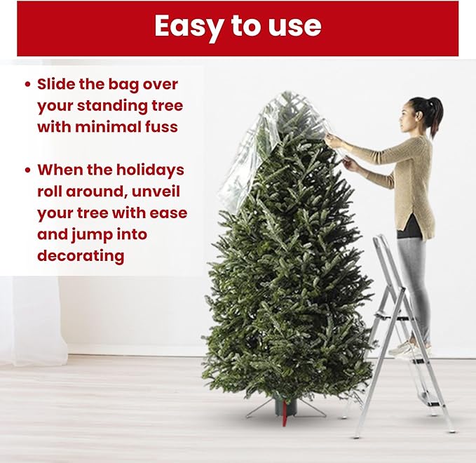 VicMore Christmas Tree Disposal Bag 9x6 ft Clear Plastic – Heavy-Duty, Tear-Resistant & Odorless Polyethylene for Real or Artificial Xmas Tree Removal, Storage & Moving