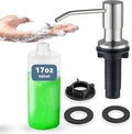 SBEN Built in Kitchen Soap Dispenser Set (Large 17oz Refillable Bottle Included) - Stainless Steel Soap Dispenser, Brushed Nickel for Corrosion-Resistant -ABS Pump Head, 360° Rotation