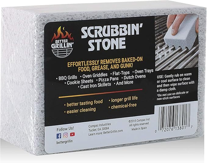 Better Grillin Scrubbin Stone Grill Cleaner-Scouring Brick/Barbecue Grill Brush/Barbecue Cleaner for BBQ, Griddle, 12pk