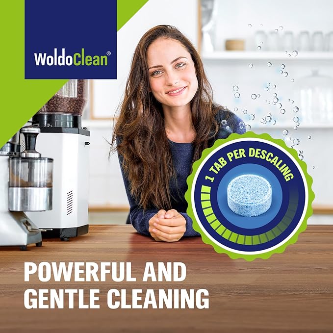 WoldoClean Coffee Machine Cleaner & Descaler Tablets (20 Count) - Universal Descaling Tabs Compatible with Nespresso, Keurig, Ninja, Breville & Drip Coffee Makers, Removes Limescale & Mineral Buildup