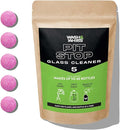 WASH&WHIPS Glass Cleaner Tablets (Makes 5 Gal/20L/40 Bottles) - Streak-Free, Cleans Glasses, Windows, Windshields - Car, Office, Home & Kitchen (5 count, Pink Tablets)
