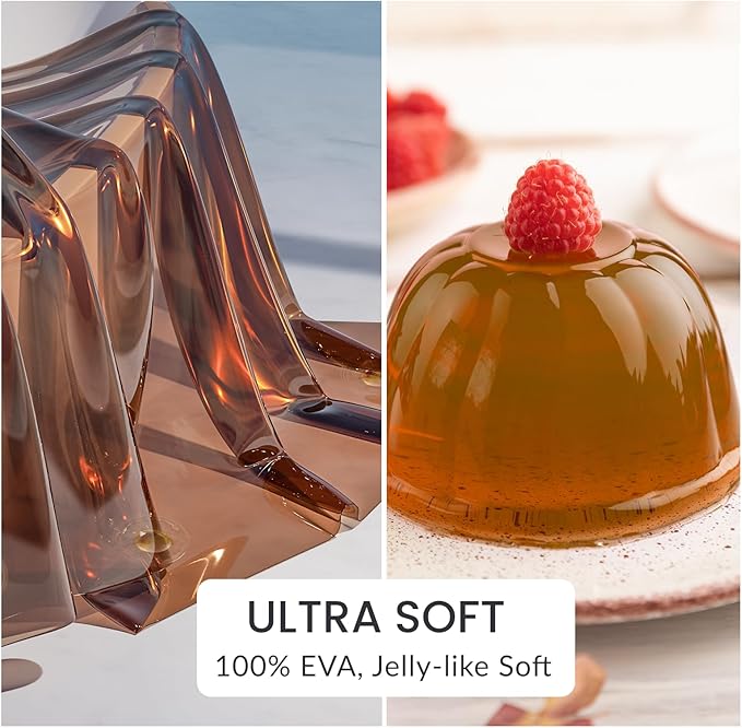 AmazerBath Premium EVA Shower Curtain Amber, Luxury Clear Brown Jelly-Like Soft Waterproof Shower Curtain with 3 Weighted Stones and 12 Grommets, Recyclable Packaging