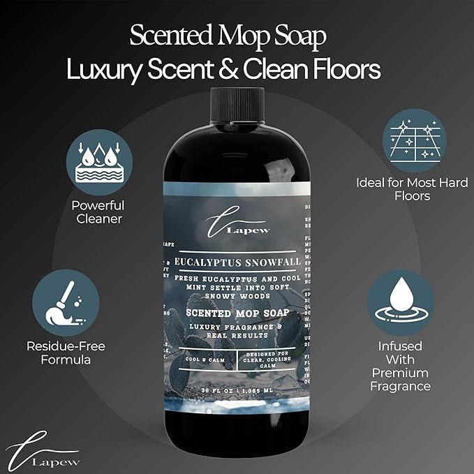 Lapew Eucalyptus Snowfall Scented Mop Soap Concentrate 36 oz | Premium Fragranced Floor Cleaner | Streak-Free | Hard Floor Cleaning Solution | Eco Friendly | Made in USA