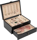 Pinzoveco Jewelry Box for Women, Rustic Wooden Jewelry Organizer Box for Storage Earrings Rings Necklace Bracelet, Farmhouse Style Wood Jewelry Boxes & Organizers (Black)
