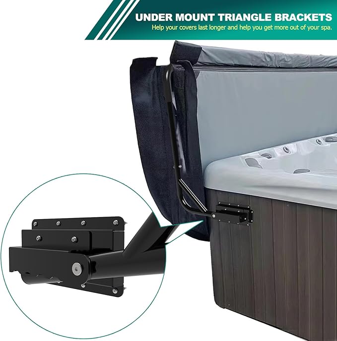 Spa Cover Lifts, Hot Tub Cover Lift &Pivot Top Mount Spa Removal System Reinforced Bracket, Hot Tub Cover Lifter fits Most Hot Tub Sizes Spa Cover Lift