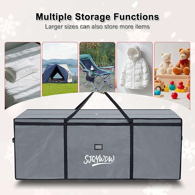 Small Christmas Tree Storage Bag 4ft/5ft – Heavy Duty Reusable Tree Storage Bag with Reinforced Handles, Thickened PE Material Moisture-resistant Tearproof for Short Holiday Trees (Grey)