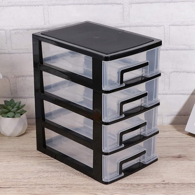 Desktop Storage 4 Drawer Mini Desktop Drawers Plastic Drawer Organizer Storage Container Drawers Cosmetic Makeup Organizer