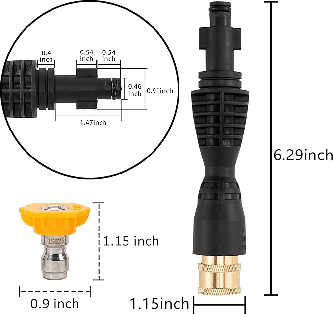 PWACCS Pressure Washer Gun Adapter Kit – Power Washer Gun Fittings with 1/4" Quick Connect Socket – 5 Spray Nozzles Include – Compatible with Ryobi, Powerclean, Portland and Husky
