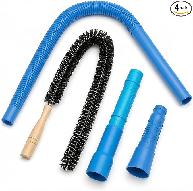 Universal Dryer Vacuum Attachment,Dryer Vent Cleaner Kit with Long Flexible Hose & Brush, Fits All Vacuums for Deep Cleaning Lint, Debris from Dryer Vent, Refrigerator Coils & Tight Spaces.