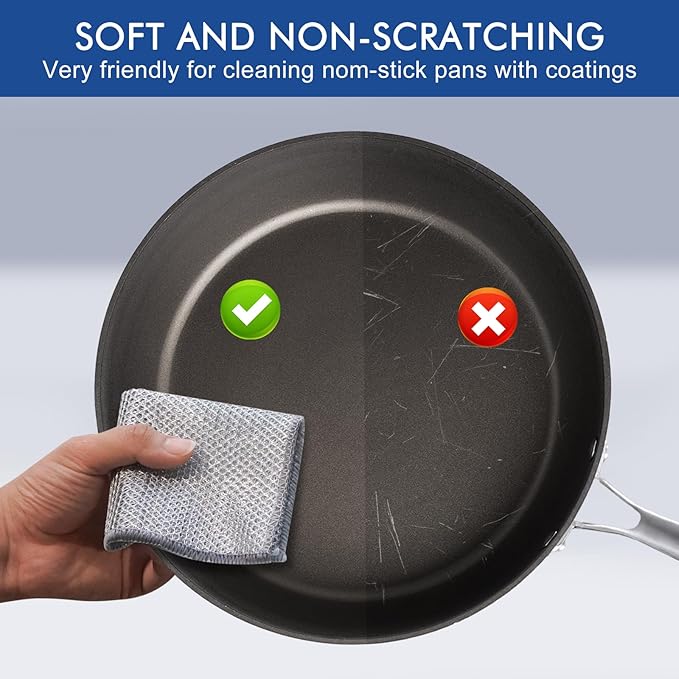 100 Pairs Multipurpose 3-Layer Thickened Steel Wire Dishwashing Cloth – Non-Scratch Metal Cleaning Rag for Wet & Dry Surfaces,Long-Lasting Reusable Kitchen Scrubber for Pots, Pans, and Cookware
