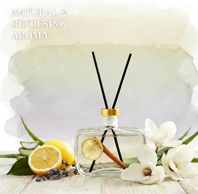 Reed Diffuser, Lavender Scented No Flame Air Freshener for Home, 100ml Long-Lasting Essential Oil Diffuser with Natural Reed Sticks Rose, Safe for Bedroom, Office, Bathroom