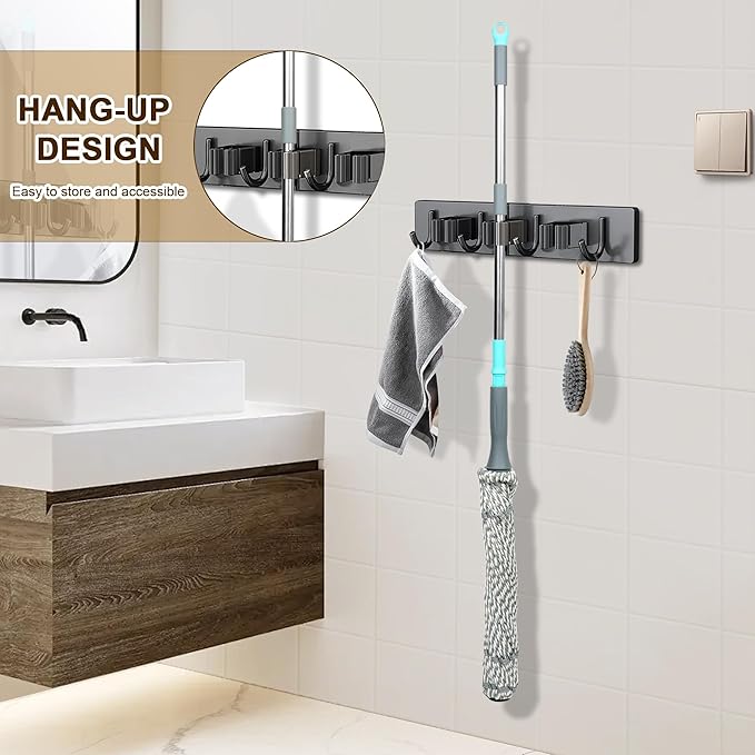kickleen Self Wringing Mop Floor Cleaning, Easy Squeeze Twist Mop, Heavy Duty Wet Mops for Cleaning Hardwood Tile Vinyl Laminate Floors (Gray- 2 Head)
