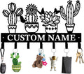 Personalized Custom Name Cactus Wall Keys Hooks,Metal Cactus Art Clothes Hooks,Metal Cactus Lover Wall Home Storage Decorative,For Front Door, Hallway, Kitchen, Bedroom,Keys,Hats (Style J)