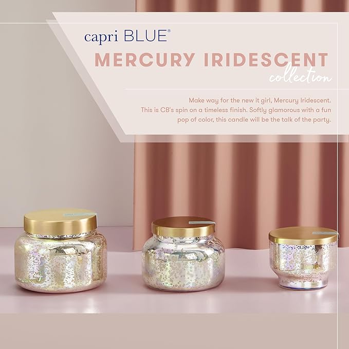 Capri Blue Blue Jean Scented Candles for Home - Mercury Iridescent Inverted Jar Candles - Housewarming Gifts for Women & Men - Long Burning Soy Wax Blend - Blue Jean (10 oz)