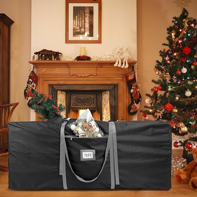Christmas Tree Storage Bag Extra Large Waterproof Heavy Duty Storage Containers, Fits Up to Tall 7.5 ft Xmas Artificial Tree, 600D Oxford Xmas Holiday Tree Bag with Reinforced Handles Dual Zipper