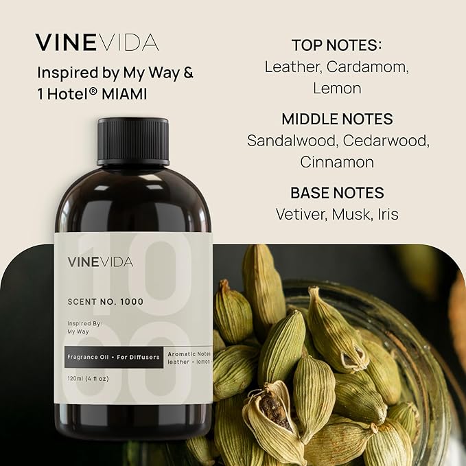 VINEVIDA (4oz) My Way Diffuser Oil - Home Luxury Scents - Cold Air Diffuser Oils - Hotel Essential Oil | Fragrance No.1000 Inspired by 5 Star Hotel Scents