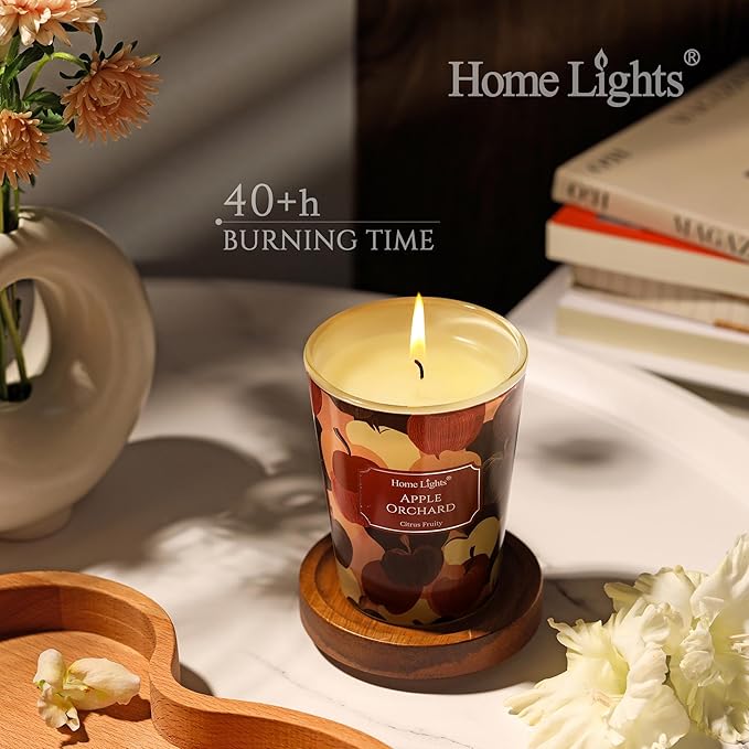 HomeLights Soy Wax Candles for Home Scented, 1-Wick Candles in Apple Orchard Scented, Aromatherapy Candles Gift for Parties, Relaxing, Eclectic Mixed Styles, 6.7oz