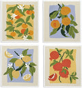LARTSFRO Swedish Dishcloths for Kitchen, Papaya Reusable Paper Towels Washable, Oranges Peach Lemon Colorful Swedish DishCloths for Friut, 4 Pack Dish Towels for Kitchen