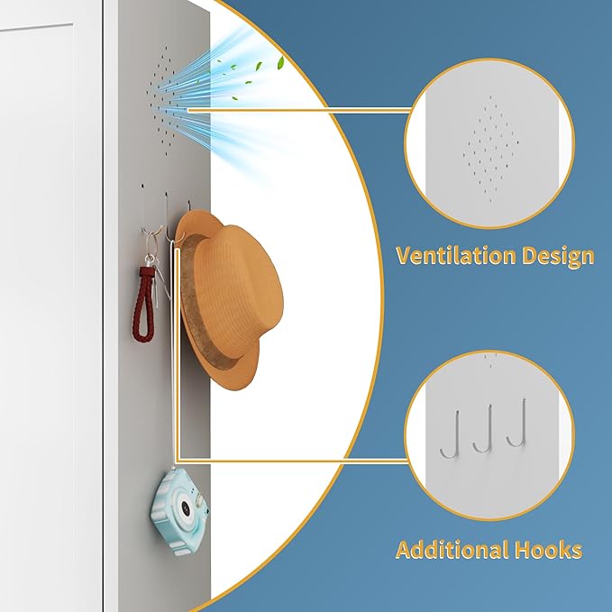 Kitchen Pantry Cabinet, 72" H Storage Cabinet with Doors and Adjustable Shelves, Metal Bathroom Cabinets, Utility Cabinets for Kitchen, Living Room, Garage, Assembly Required, White